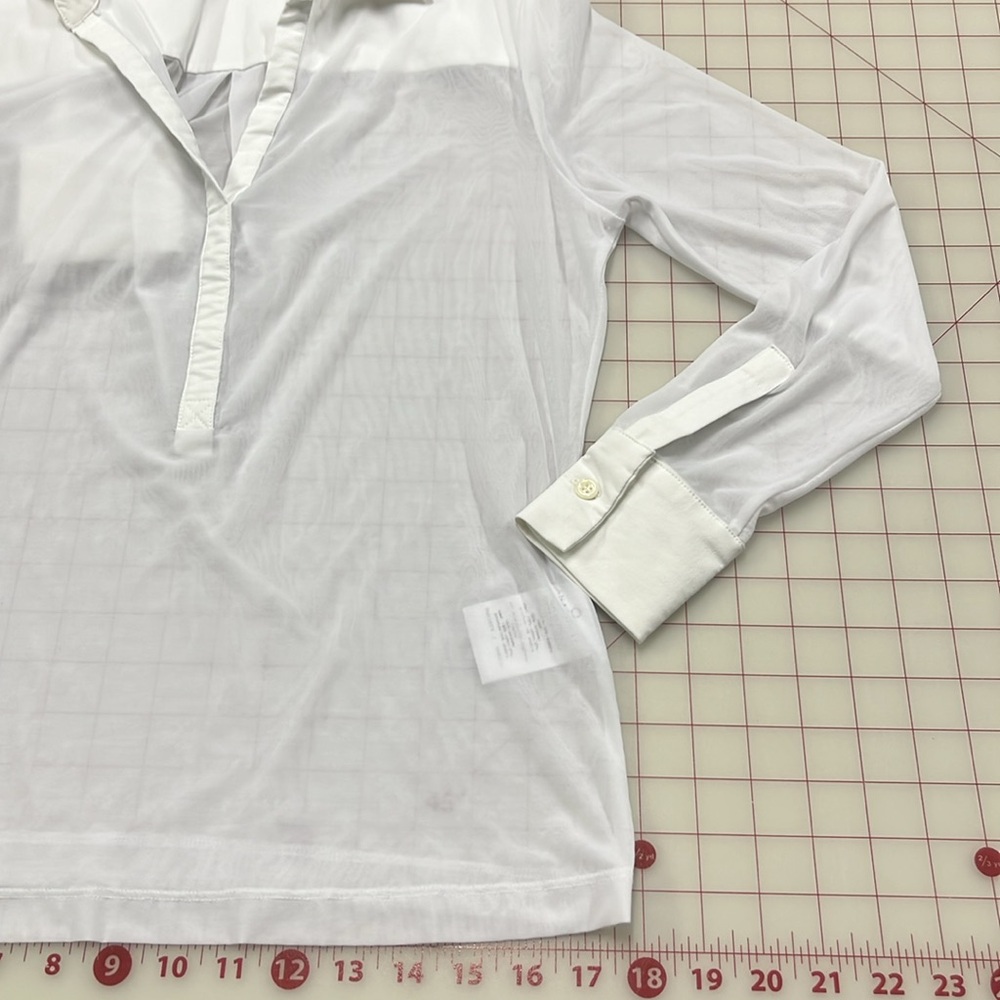 ANATOMIE Made in Italy Mesh Button Long SLV Contemporary City-Chic White Top M - Picture 9 of 16